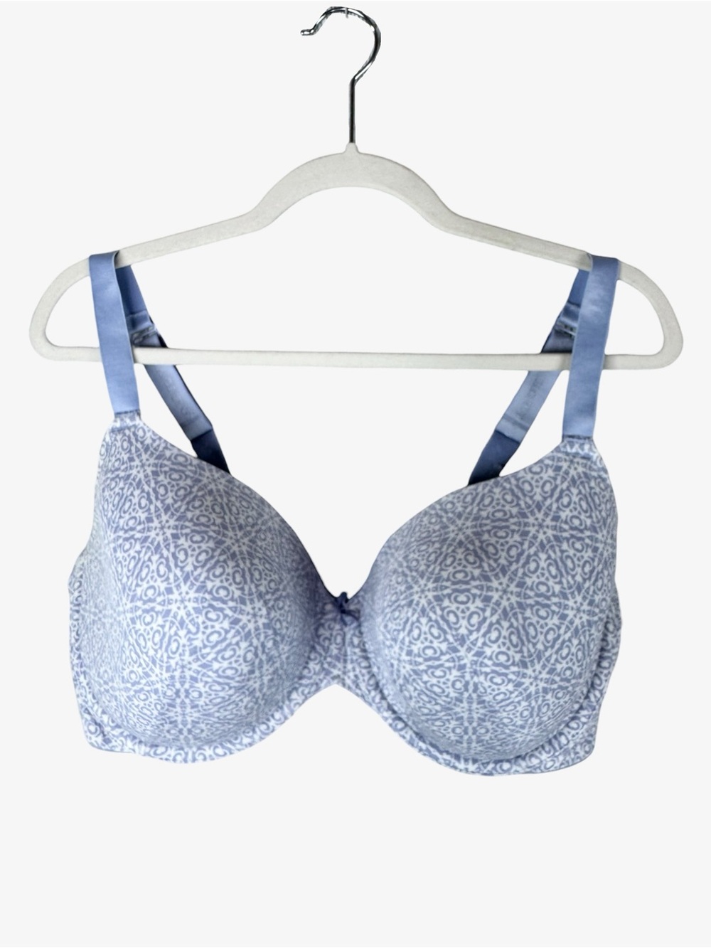 Cacique Periwinkle Lightly Lined T-Shirt Bra 42DDD Mandala Pattern Cotton Blend